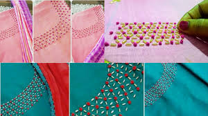 Ribbon embroidery | learn 3 ways to make ribbon embroidery flowers including beautiful. Easy Unique Hand Embroidery Design For Kurti Chudidhar Neckline Youtube