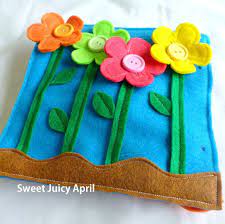 Flower Button Quiet Book Page By Sweetjuicyapril On Etsy Quiet Book Button Flowers Baby Book Pages