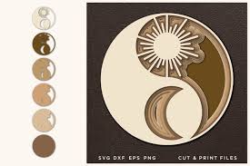 Download Yinyang Svg 3d Cut File Sun Moon Graphic By 2dooart Creative Fabrica