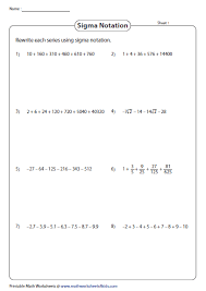 Write As Sigma Notation Notations Worksheets Math