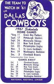 1961 Dallas Cowboys Pocket Schedule With Cowboy Joe Logo Very Rare Dallas Cowboys Cowboys Dallas Cowboys Fans