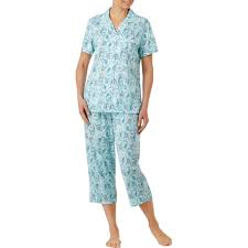 Women S Pajama Notch Collar Short Sleeve 2 Piece Sleepwear Set Walmart Com