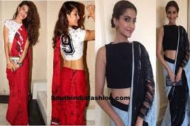Marwadi aunty in green saree navel show in public; 11 Tops You Can Also Wear As A Saree Blouse South India Fashion