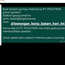 Lowongan kerja pt pertamina hulu energi. Email Pt Pegatron Lowongan Kerja Batam Hari Ini Facebook