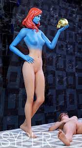 2girls 3d absurd res aura (fortnite) blender blue skin breasts  female female only floor fortnite light-skinned female light skin lying marvel  marvel comics mystique nude nude female on back