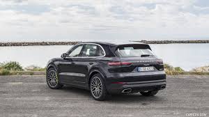 What is the gas mileage for a porsche hybrid? 2019 Porsche Cayenne E Hybrid Color Moonlight Blue Metallic Rear Three Quarter Caricos