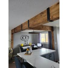 Using faux beam straps and other beam accessories is a great solution for covering gaps, seams, or for accentuating beams. Ekena Millwork Bmstrf02x48trbl 1 1 2 W X 48 L Flexible Black Beam Strap W Bolts For Ekena Faux Wood Beams