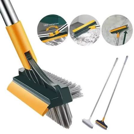 3-in-1 Bathroom Cleaning Brush with Wiper – Long Handle Floor, Tile & – 99wholesale