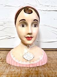 Vintage Flapper Female Mannequin Head Bust Chapeau Pour Rosette Wig Hat  Display