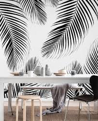 Bedroom Black And White Wall Mural Palm Leaves Black White 2 Wall Mural In 2020 Wall Murals Mural Palm Leaves