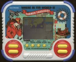 Where In The World Is Carmen Sandiego Tiger Lcd Handheld Game Cafe Kids Tech Handheld Video Games