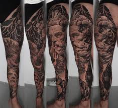 Greek And Roman Mythologic Full Leg Thigh Tattoo Men Leg Tattoo Men Full Leg Tattoos
