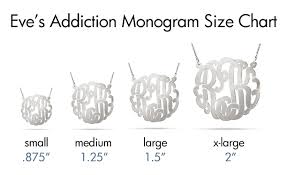 Monogram Necklace Size Guide Monogram Necklace Sterling