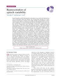 The effect of compressed speech. Pdf Representation Of Speech Variability Speech Variability
