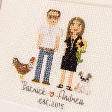 Free printable cross stitch patterns and instructions on how to cross stitch. Personalized Cross Stitch Pattern Ideas You Might Love Personalized Cross Stitch Personali Cross Stitch Family Portrait Cross Stitch Cross Stitch Embroidery