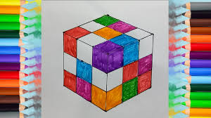 How To Draw Rubik S Cube Step By Step Https Htdraw Com Wp Content Uploads 2018 05 How To Draw Rubiks Cube Kids Colorin Easy Drawings Drawings Cool Drawings