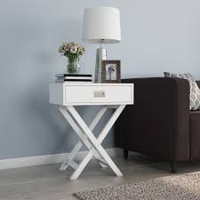 Complete your bedroom with nightstands and bedside tables that offer a convenient perch for a lamp, alarm clock and reading material. Somerset Home 1 Drawer X Leg End Table Modern White Nightstand Walmart Com Walmart Com