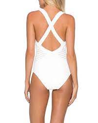 Jets Australia Banded Side Stripe One Piece Swimsuit Striped One Piece One Piece One Piece Swimsuit White