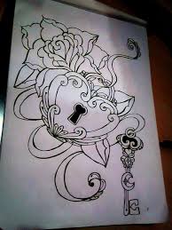 See more ideas about rose tattoo, heart shapes, rose tattoos. Rose Heart Lock Key Old School Tatooo By Pompelina Deviantart Com On Deviantart Key Tattoos Chest Piece Tattoos Locket Tattoos