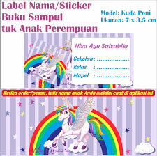 Anak anak semua dapat buku tulis dan buku aktiviti. Stiker Label Nama Mata Pelajaran Kuda Poni Unicorn 1 7 X 3 5 Cm 52 Lembar Lazada Indonesia