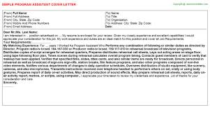 Program Assistant Cover Letter