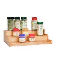 Seville Classics Bamboo Expandable 3 Tier Spice Rack Step Shelf Cabinet Organizer Light Brown Wood In 2020 Spice Organization Bamboo Spice Rack Spice Containers