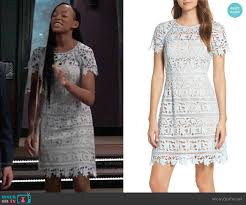Wornontv Trina S Light Blue Lace Dress On General Hospital Sydney Mikayla Clothes And Wardrobe From Tv