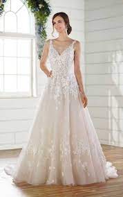 Romantic A Line Wedding Dress With 3 D Floral Details Essense Of Australia Wedding Dresses Essense Of Australia Wedding Dresses A Line Wedding Dress Aline Wedding Dress