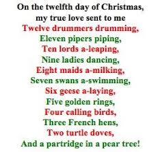 One Two Three Four Five Six Seven Eight Nine Ten Eleven Twelve Song The Twelve Days Of Christmas Christmas Lyrics 12 Days Of Christmas Christmas Party Themes