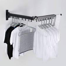 Buy Benoss Wall Mounted Clothes Drying Rack Collapsible And Retractable Laundry Garment Hanger For Daily Clothes Space Saver Hangers Easy To Install For Balcony Laundry Bathroom And Bedroom Black Online In Turkey