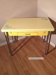 Faux white marble tulip dining table, oval, glam gold table, 60 by mw modern furniture. 30 S Vintage Yellow Enamel Top Table Retro Kitchen Expansion Table W Drawer 1900 1950 Photo Retro Kitchen Tables Vintage Kitchen Table Retro Kitchen