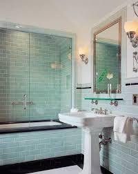 Pin By Julie Pierotti On Salle Des Bains Green Bathroom Mint Green Bathrooms Green Tile Bathroom