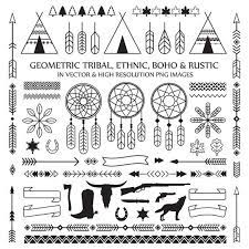 Line Art Tribal Boho Clipart Feather Arrow Dreamcatcher Etsy Tribal Geometric Clip Art Tribal