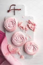 Top View Of Pink Meringue Dessert Plate Decoration Pink Foods Food Photography
