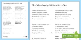 The Schoolboy Poem By William Blake Teacher Made