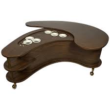 Weston home factory rectangle wood coffee table. Grand Server Boomerang Kidney Shaped Walnut Coffee Table Bar Cabinet 1960s For Sale At 1stdibs