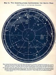Vintage 1926 South Pole Stars Antique Star Map Astronomy