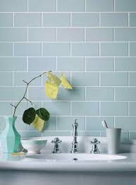 Pale Duck Egg Blue Brick Tiles With Crisp White And Light Timber Is A Classic Colour Combo Blue Bathroom Tile Blue Bathroom Ceramic Tile Bathrooms