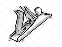 Black And White Wood Clipart Wood Smoothing Plane Woodworking Cartoon Style Drawing Cartoon Styles Retro Cartoons