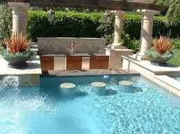 Swim Up Granite Top Counter Bar With In Pool Stools And A Sunken Bar Serving Area With Refrigerator Sink Serving Coun Swim Up Bar Dream Pools Pool Bar Design