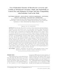 Our team member have the expertise to protect homes, hotels various industries, factories, government offices, corporate office, and other establishment from pest problems. Pdf Use Of Hydrolytic Enzymes Of Myrothecium Verrucaria And Conidia Of Metarhizium Anisopliae Singly And Sequentially To Control Pest And Pathogens In Grapes And Their Compatibility With Pesticides Used In The Field