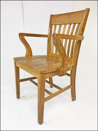 Vintage Wood Office Chair Banker Desk Courthouse Gunlocke Lawyer Antique Arm Mission Oak Wooden Slat Slatback Living R Wood Office Chair Game Room Chairs Chair