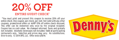Denny S Coupon To Save 20 Off Entire Guest Check Dennys Coupons Printable Coupons Coupons