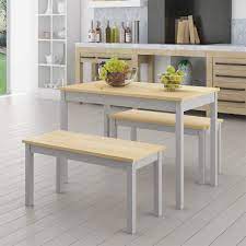 Dine like a king with these stylish, comfortable & upholstered dining bench set at alibaba.com. Panana Dining Table And Bench Set Wooden Dining Table And 2 Chairs Modern Kitchen Dining Room Furniture Pine Wood Grey Table And 2 Benches Buy Online In Angola At Angola Desertcart Com Productid 189710707