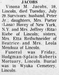 Vinona M. Halverson Jacobs (1916-1975): homenaje de Find a Grave