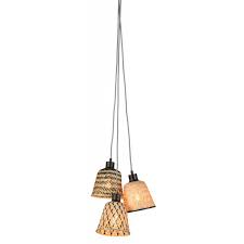 Achetez en toute confiance et sécurité sur ebay! Lampe A Suspension En Bambou Kalimantan 3 Abat Jours Naturel Noir
