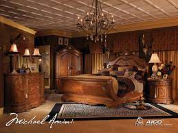 This bedroom group embraces a relaxed sense of elegance. Aico Cortina 4pc Sleigh Bedroom Set In Honey Walnut