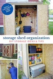 Or, stack a few crates on top of an inexpensive furniture dolly for a moveable workspace. Building A Home Depot Storage Shed Part Ii Shed Organization Rambling Renovators