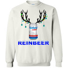 Natural Light Reinbeer Christmas Sweatshirt Hoodie Long Sleeve