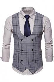 Wholesale vest coat and pants men suits 3 pieces business wedding slim fit suit formal men's suits. Men S Vintage Slim Fit Double Breasted Buckle Back Plaid Suit Vest Beautifulhalo Com